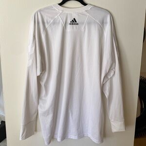 Adidas Workout Activewear White Arm Stripe Long Sleeve Gym Shirt Size XL